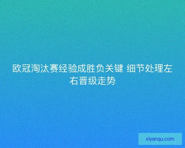 欧冠淘汰赛经验成胜负关键 细节处理左右晋级走势