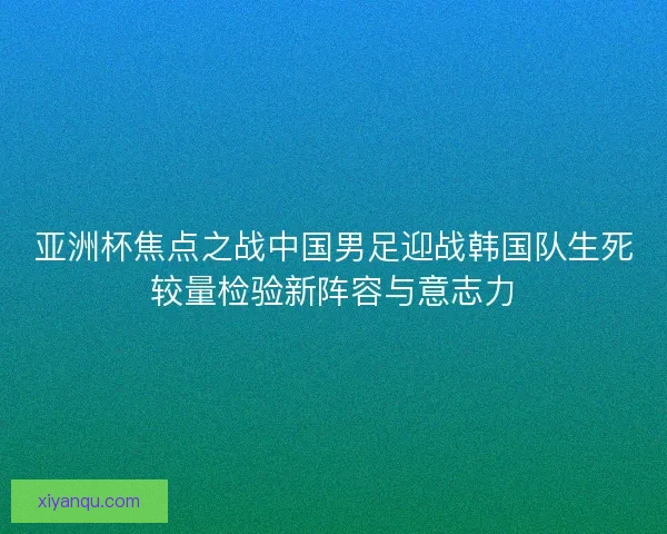 亚洲杯焦点之战中国男足迎战韩国队生死较量检验新阵容与意志力